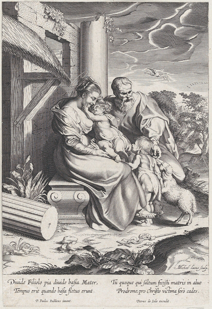 The Holy Family with Saint John the Baptist, Michel Lasne (French, Caen 1590–1667 Paris), Engraving 