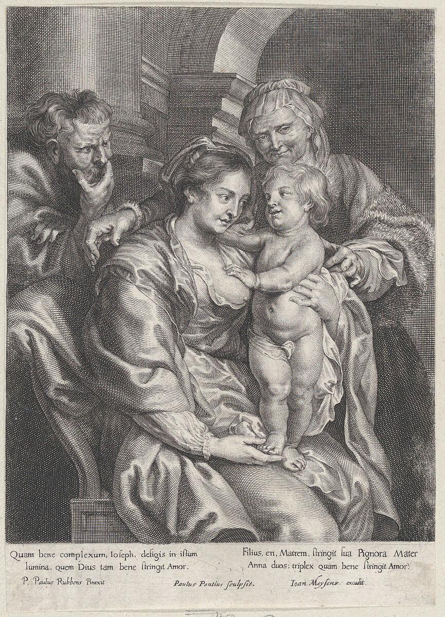 Holy Family with Saint Anne, Paulus Pontius (Flemish, Antwerp 1603–1658 Antwerp), Engraving; second state of two 
