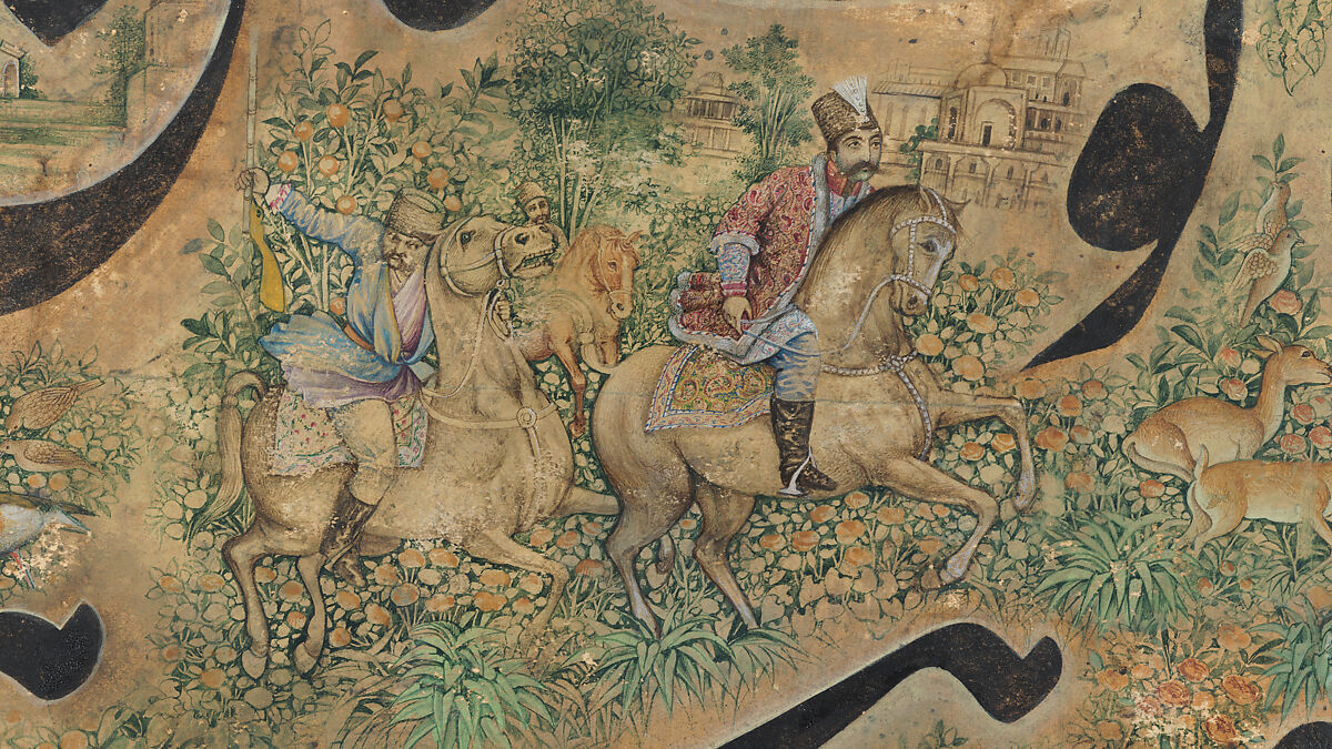 Calligraphy Painting, Isma'il Jalayir (Iranian, active ca. 1858–81), Opaque watercolor and ink on paste board