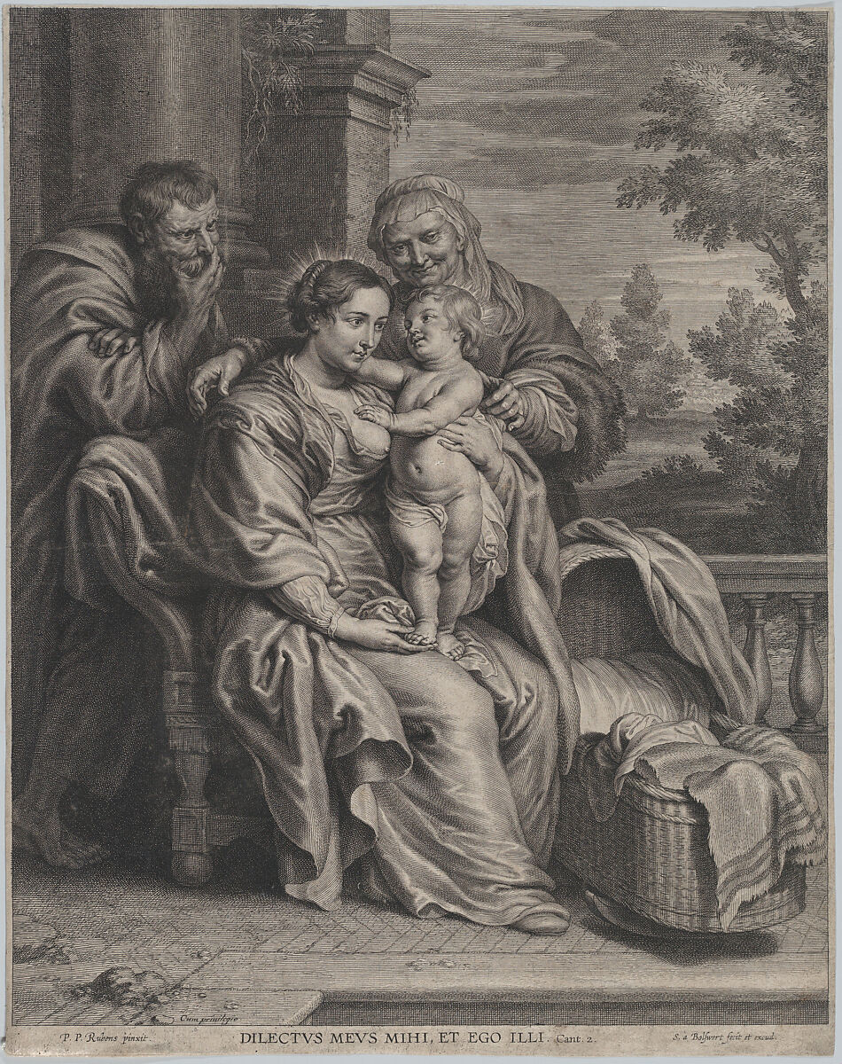 The Holy Family with Saint Anne, Schelte Adams à Bolswert (Dutch, Bolsward 1581–1659 Antwerp), Engraving; first state of two 