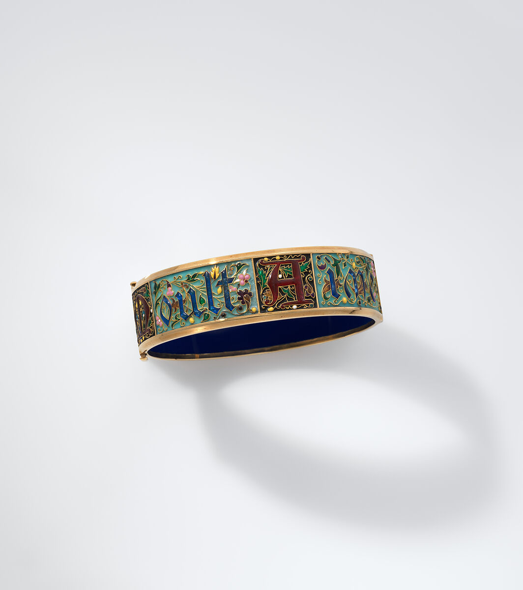 Bangle Bracelet, Alexis Falize (French, 1811–98), Gold, cloisonné enamel, French, Paris