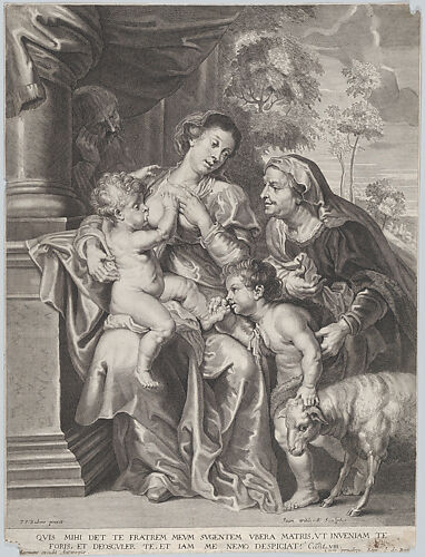 The Holy Family with Elizabeth and the infant Saint John the Baptist, the Virgin nursing the infant Christ