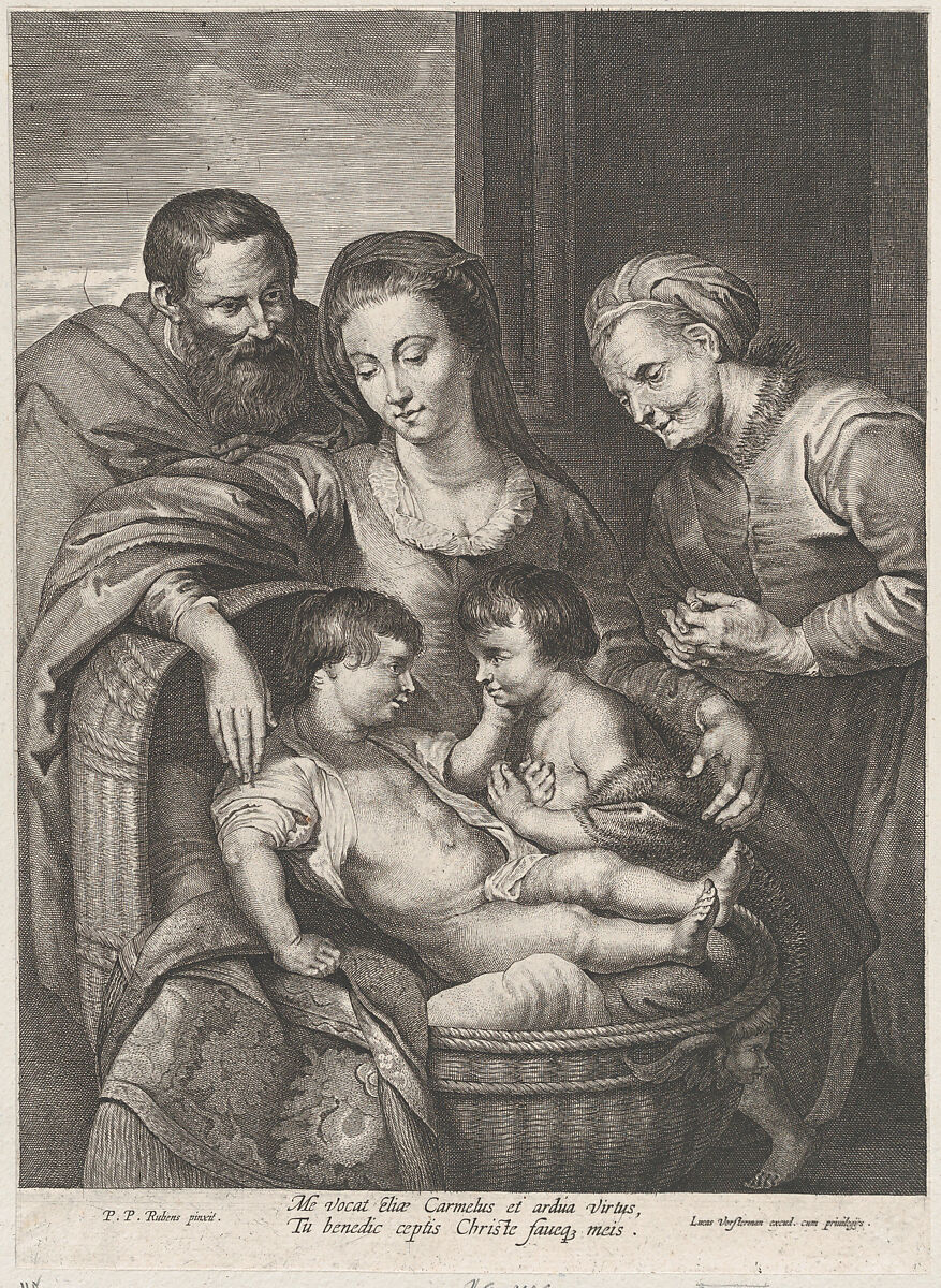 The Holy Family with Saint Elizabeth and the infant Saint John the Baptist, Studio of Lucas Vorsterman I (Flemish, Zaltbommel 1595–1675 Antwerp), Engraving 