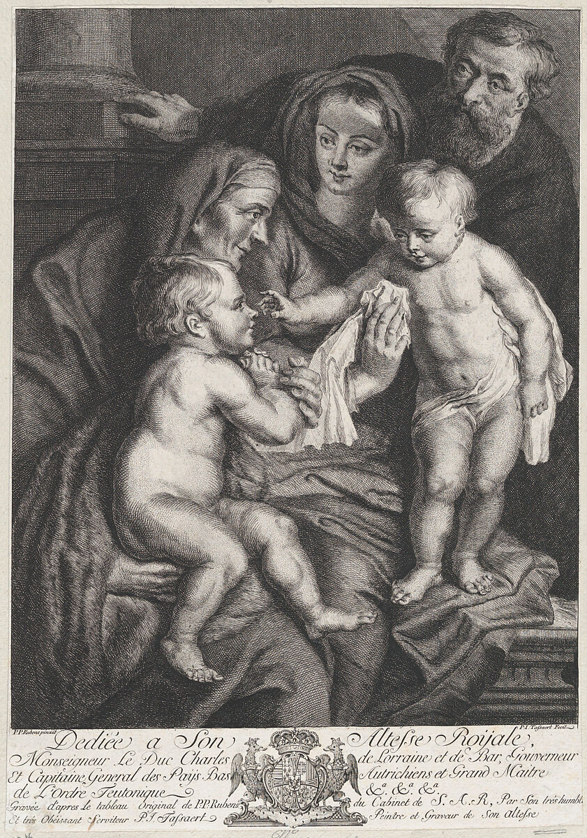 The Holy Family with Saint Elizabeth and the infant Saint John the Baptist, Phillip Joseph Tassaert (Flemish, Antwerp 1732–1803 London), Etching 
