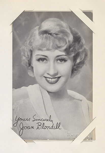 Joan Blondell from Movie Stars Exhibit Cards series (W401), Commercial photolithograph 