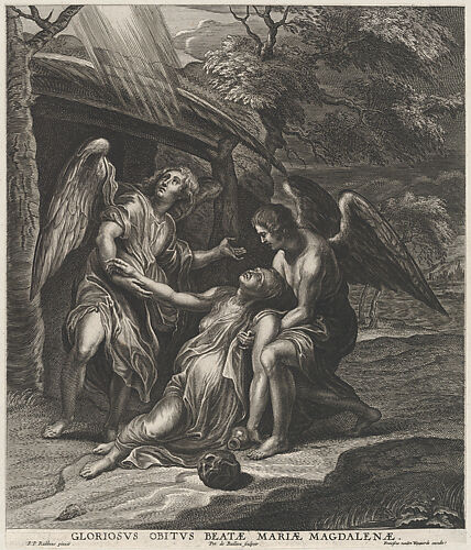 Saint Mary Magdalene in ecstasy, supported by two angels