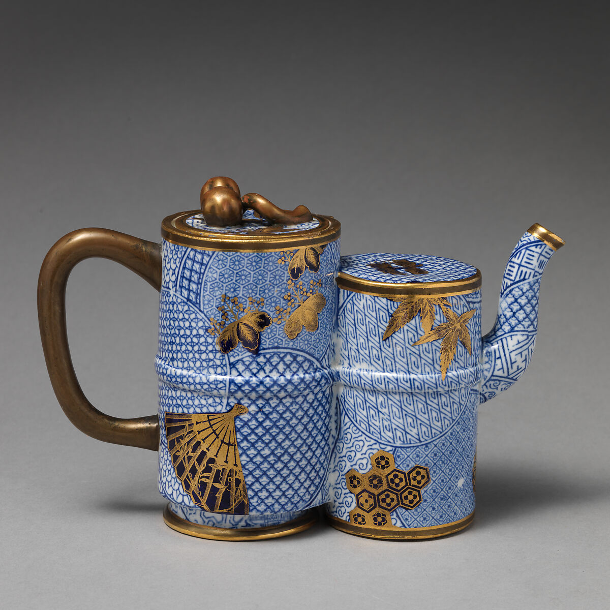 Teapot with double bamboo body, Worcester factory (British, 1751–2008), Bone china, British, Worcester