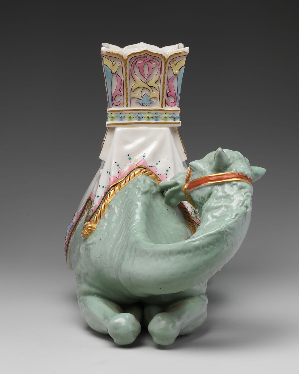 Vase in the form of a camel, Worcester factory (British, 1751–2008), Porcelain, British