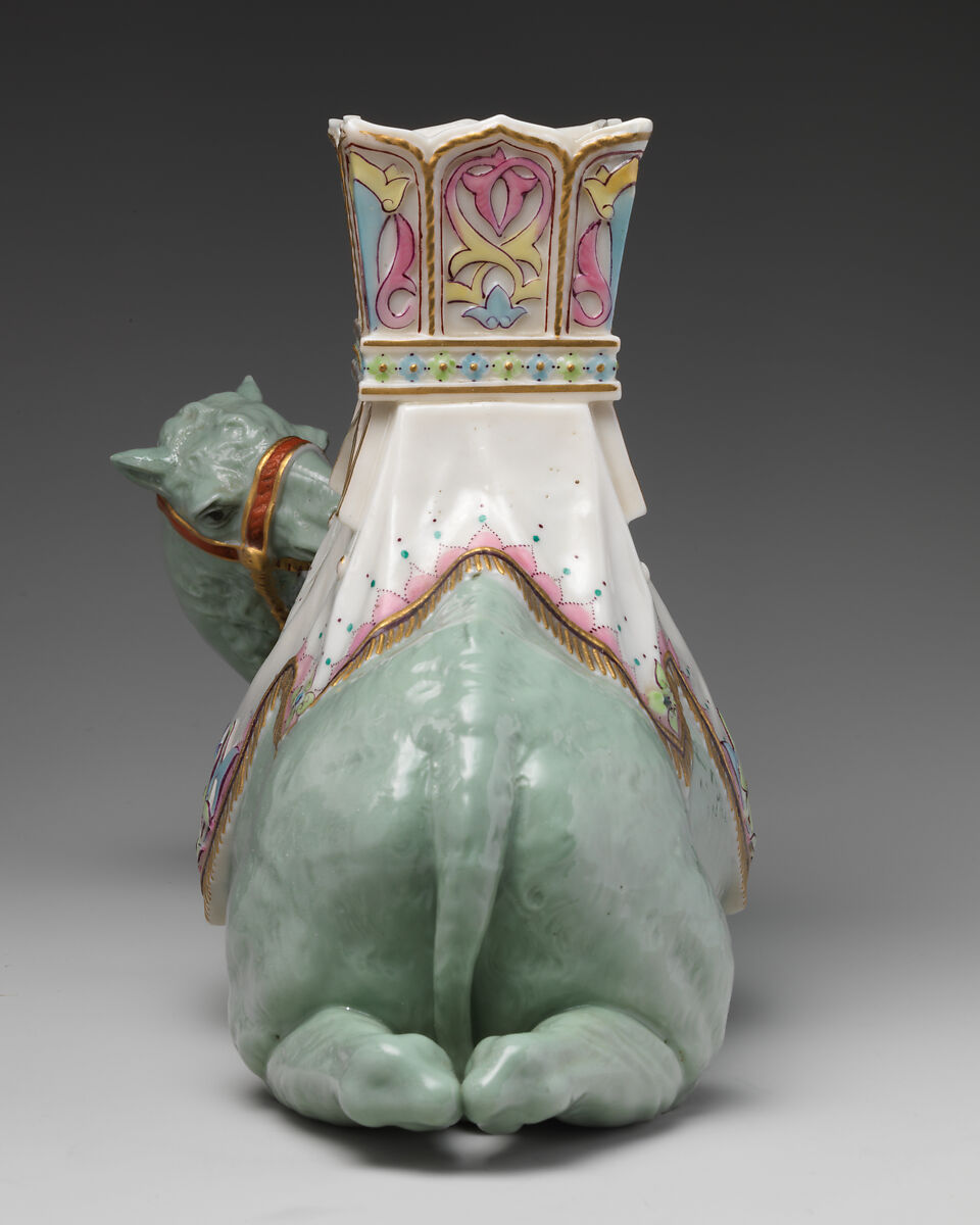Vase in the form of a camel, Worcester factory (British, 1751–2008), Porcelain, British