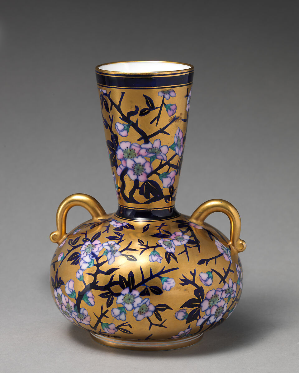 Vase with branch of white blossom (one of a pair), Coalport (British, ca. 1799–1926), Porcelain, British, Coalport 
