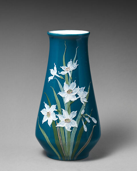 Vase with Narcisus motif, Minton(s) (British, Stoke-on-Trent, 1793–present), Bone china, decorated with pâte-sur-pâte technique, British 