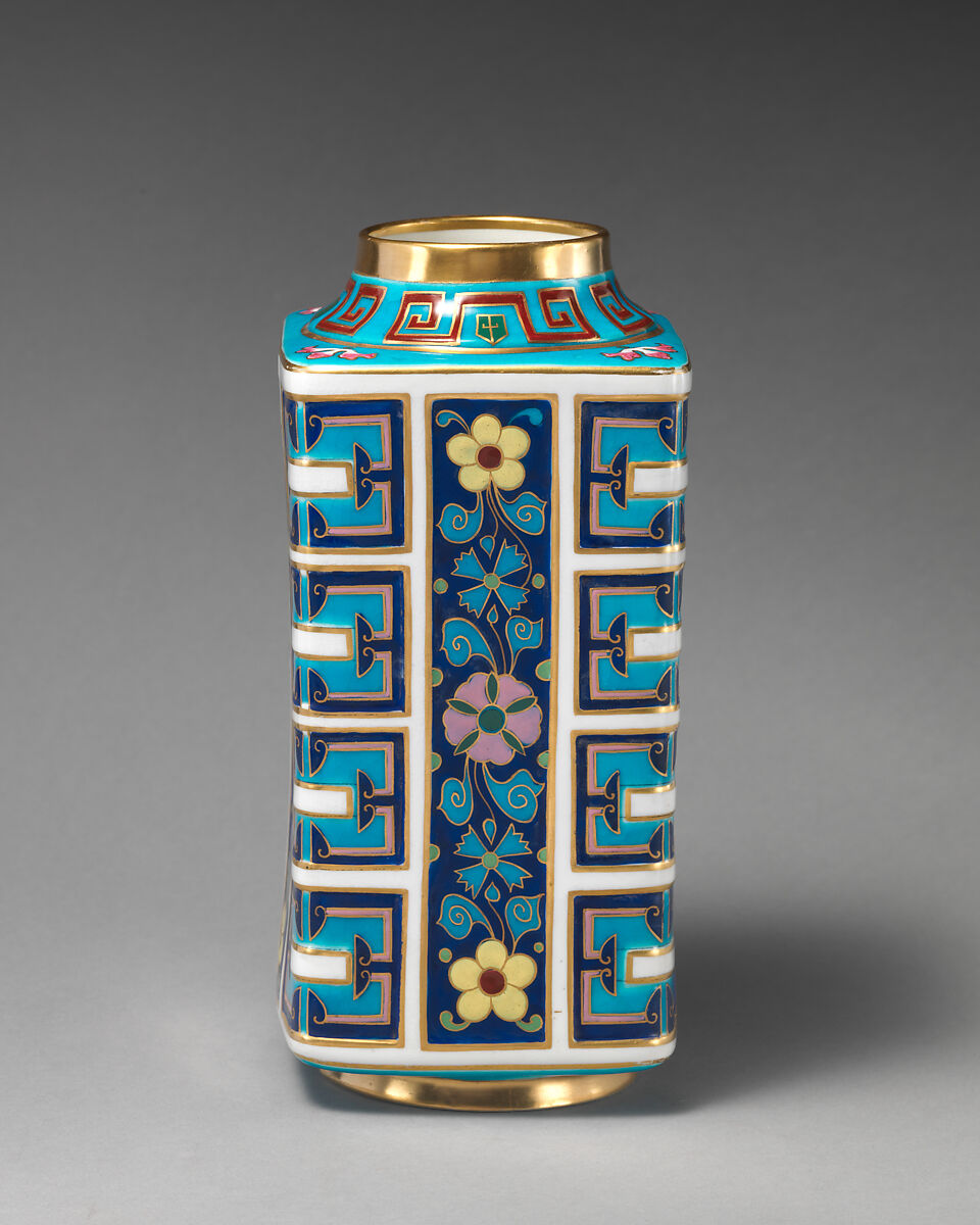 Cuboid vase, Minton(s) (British, Stoke-on-Trent, 1793–present), Bone china, British, Stoke-on-Trent, Staffordshire 