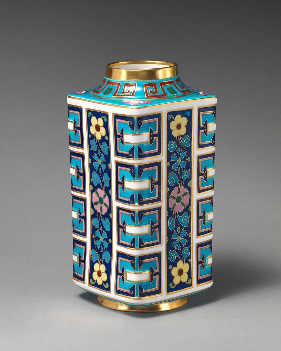Cuboid vase, Minton(s) (British, Stoke-on-Trent, 1793–present), Bone china, British, Stoke-on-Trent, Staffordshire