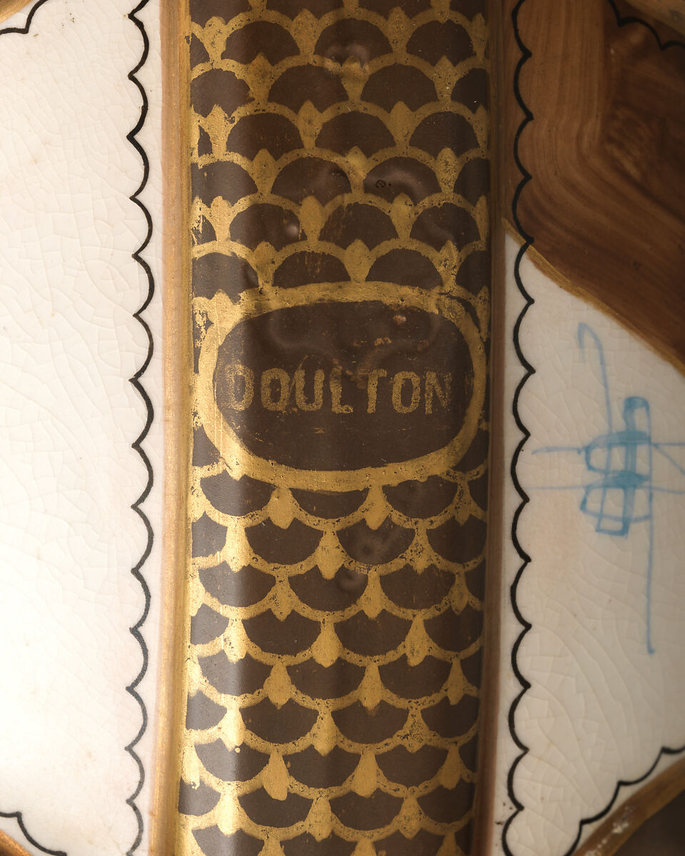 Moon flask with pink flower motif, Doulton Manufactory (British), Earthenware with enamel and gilding, British, Lambeth, London