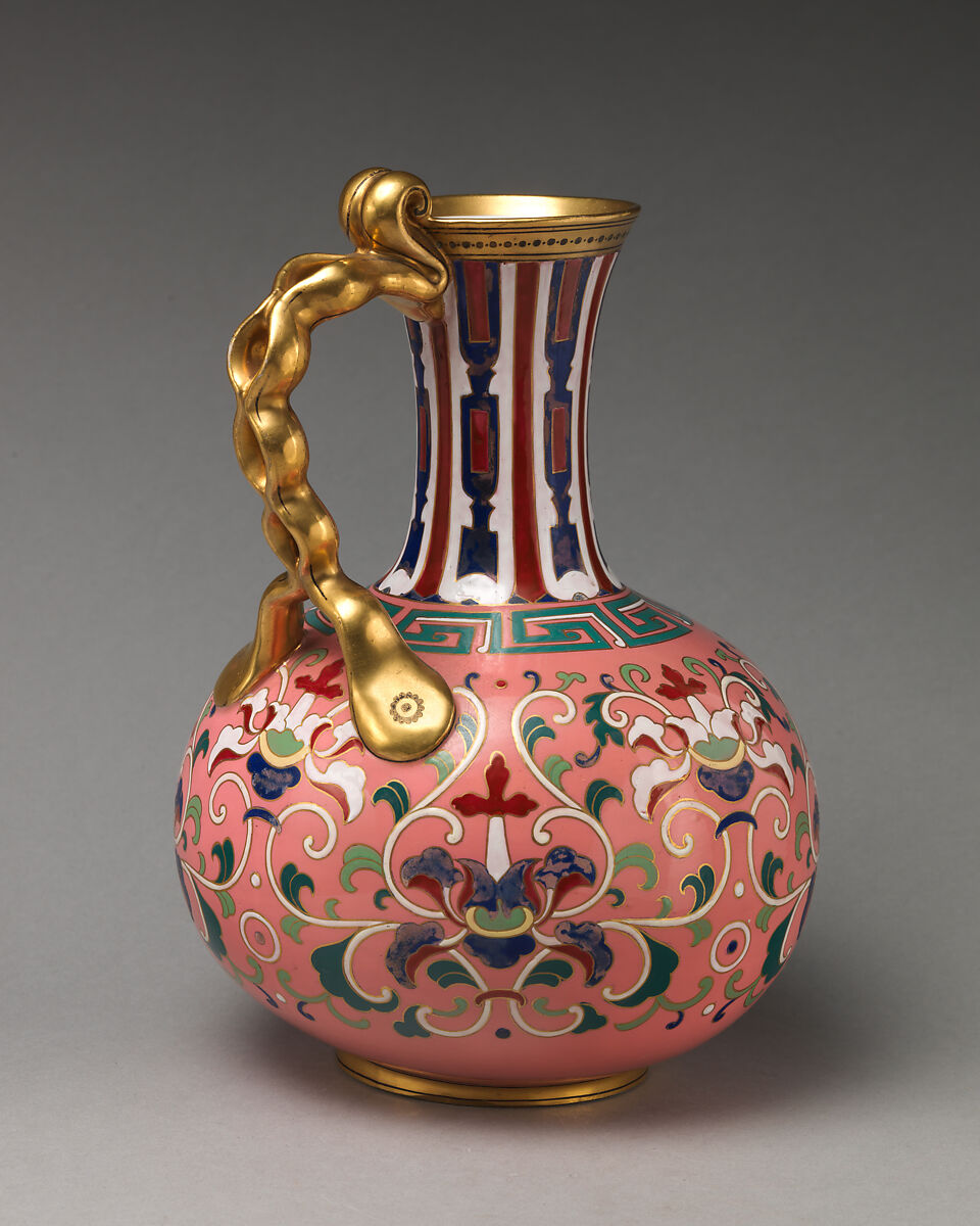Ewer with "cloisonné" decoration, Minton(s) (British, Stoke-on-Trent, 1793–present), Bone china with enamel decoration and gilding, British, Stoke-on-Trent, Staffordshire
