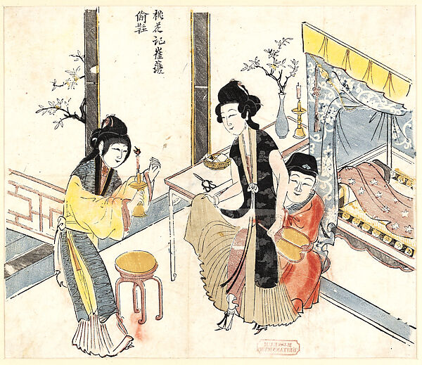 Cui Hu Stealing the Slipper, Woodblock print; color on paper, China 