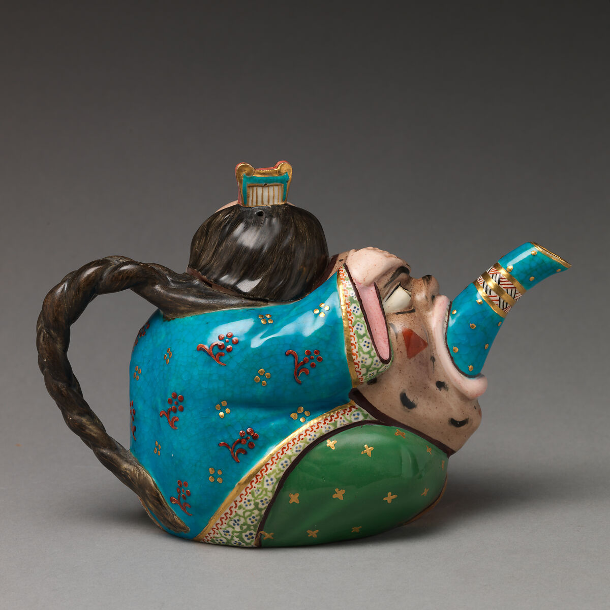 Teapot in the form of a man, Minton(s) (British, Stoke-on-Trent, 1793–present), Bone china, British, Stoke-on-Trent, Staffordshire