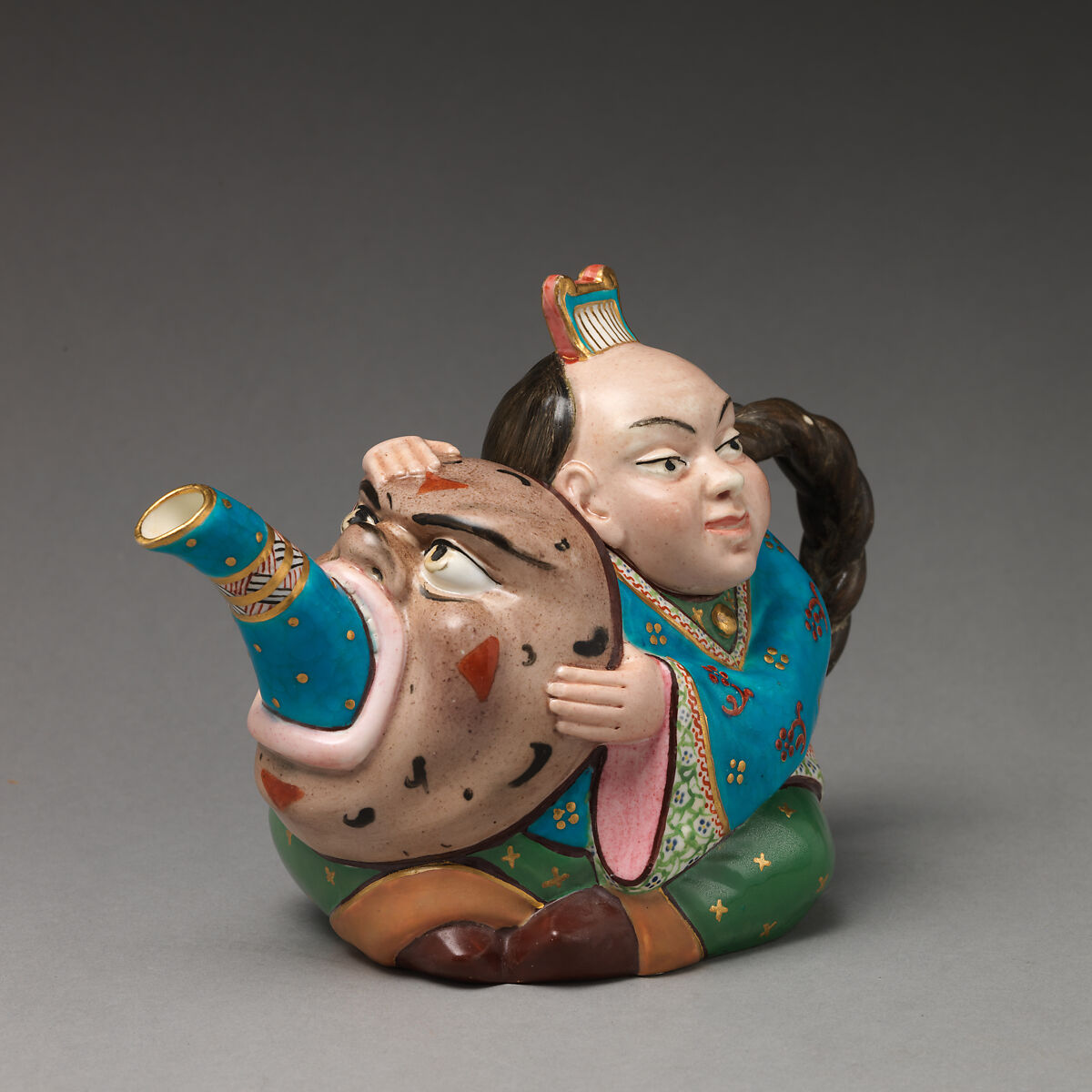 Teapot in the form of a man, Minton(s) (British, Stoke-on-Trent, 1793–present), Bone china, British, Stoke-on-Trent, Staffordshire
