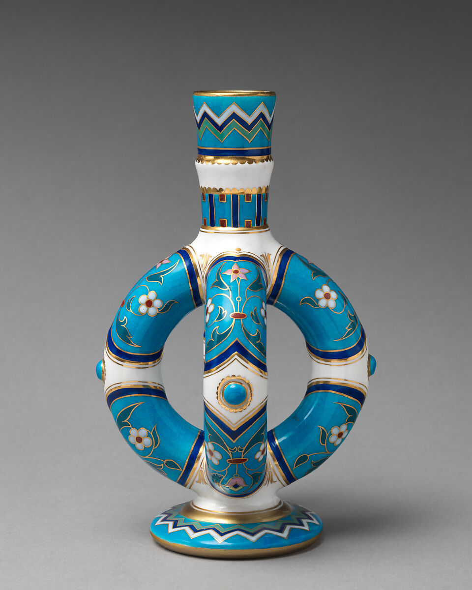 Candlestick  (one of a pair), Minton(s) (British, Stoke-on-Trent, 1793–present), Bone china with enamel decoration and gilding, British, Stoke-on-Trent, Staffordshire 