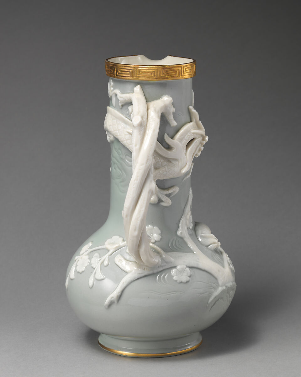 Ewer with twisted trunk handle, Copeland (British, 1833–1970), Porcelain, British, Stoke-on-Trent, Staffordshire