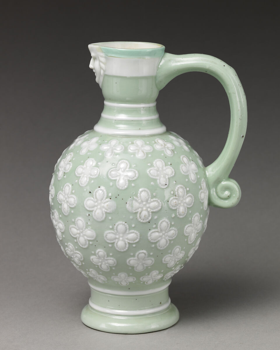 Ewer with quatrefoil motifs, Minton(s) (British, Stoke-on-Trent, 1793–present), Glazed Parian ware, British, Stoke-on-Trent, Staffordshire 