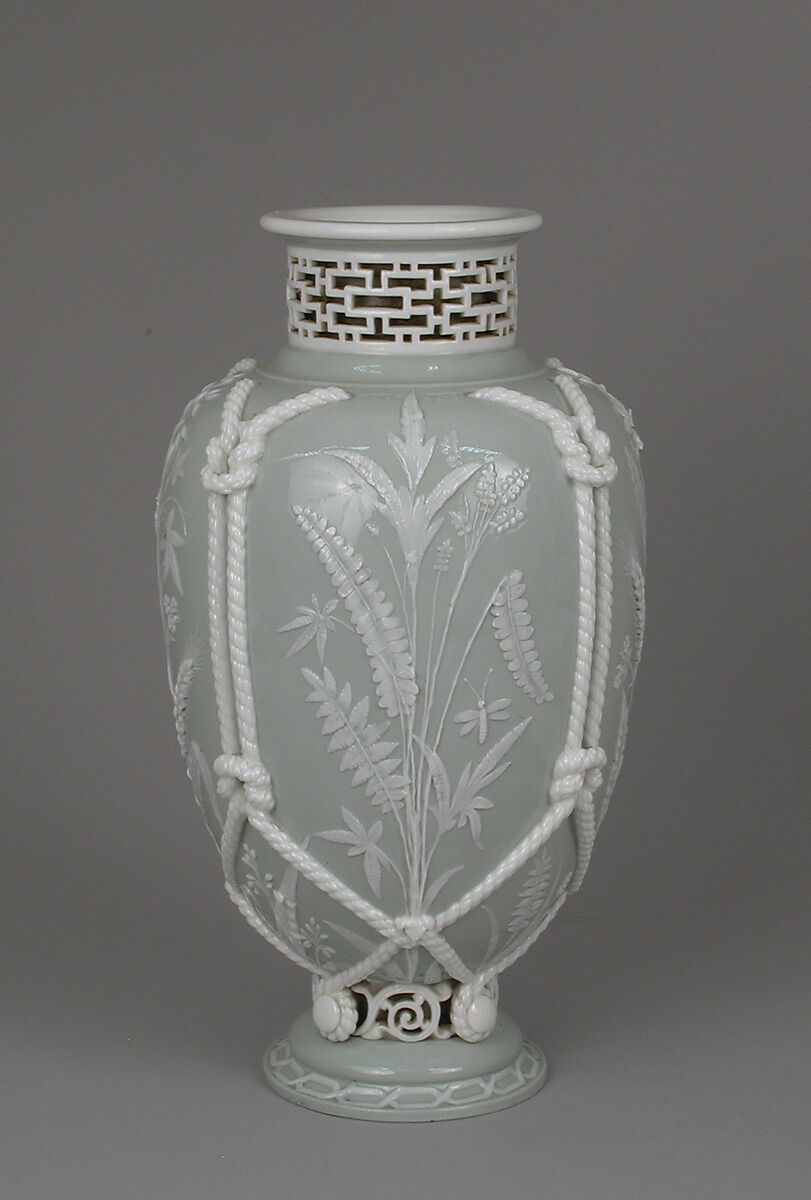 Vase with rope and wheat decoration, Minton(s) (British, Stoke-on-Trent, 1793–present), Bone china, British, Stoke-on-Trent, Staffordshire