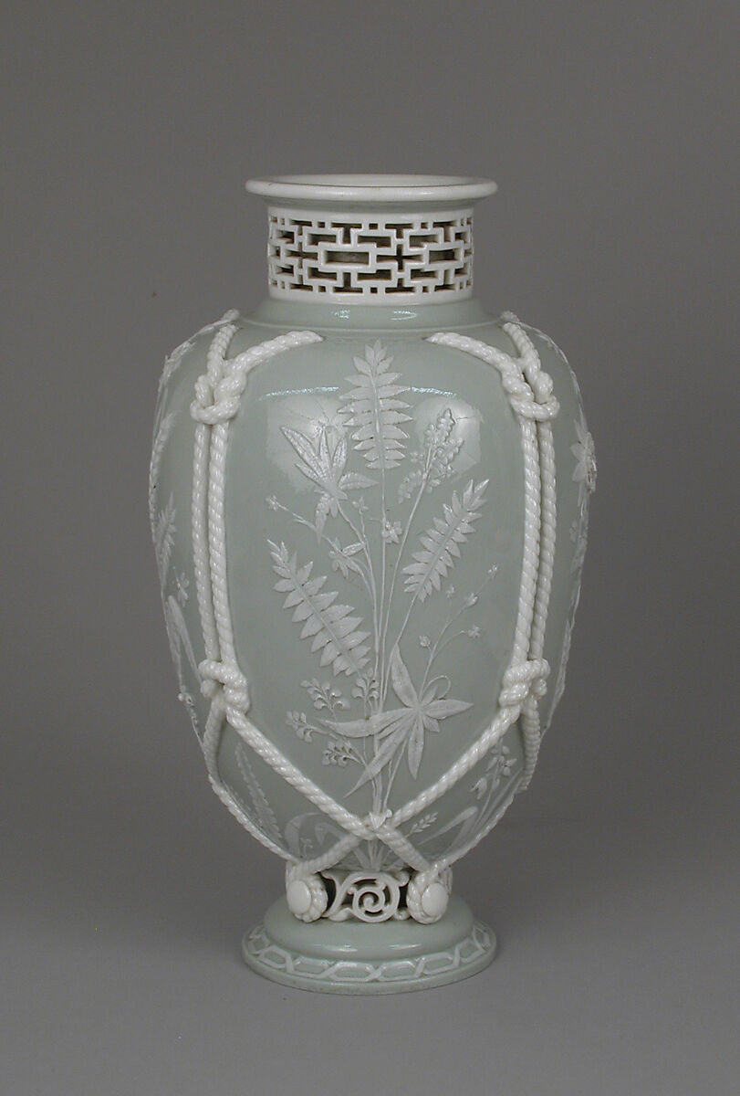 Vase with rope and wheat decoration, Minton(s) (British, Stoke-on-Trent, 1793–present), Bone china, British, Stoke-on-Trent, Staffordshire
