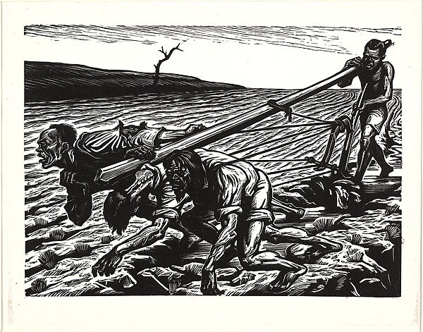 Raging Tide I: Struggle, Li Hua (Chinese, 1907–1994), Woodblock print; oil based ink on paper, China 