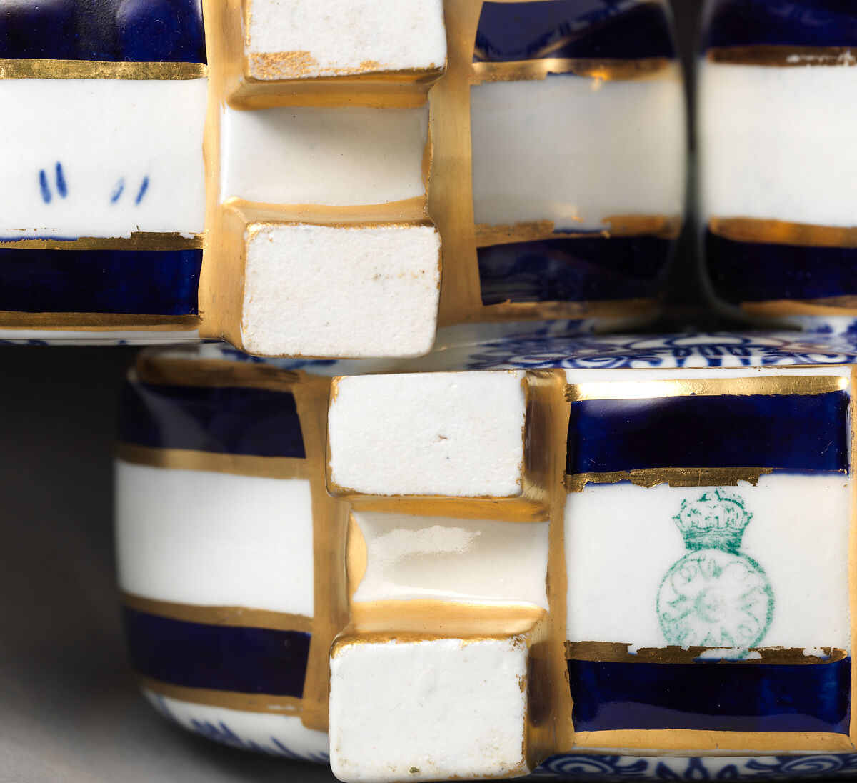 Triple moon flask with fretwork center (one of a pair), Worcester factory (British, 1751–2008), Bone china, British, Worcester