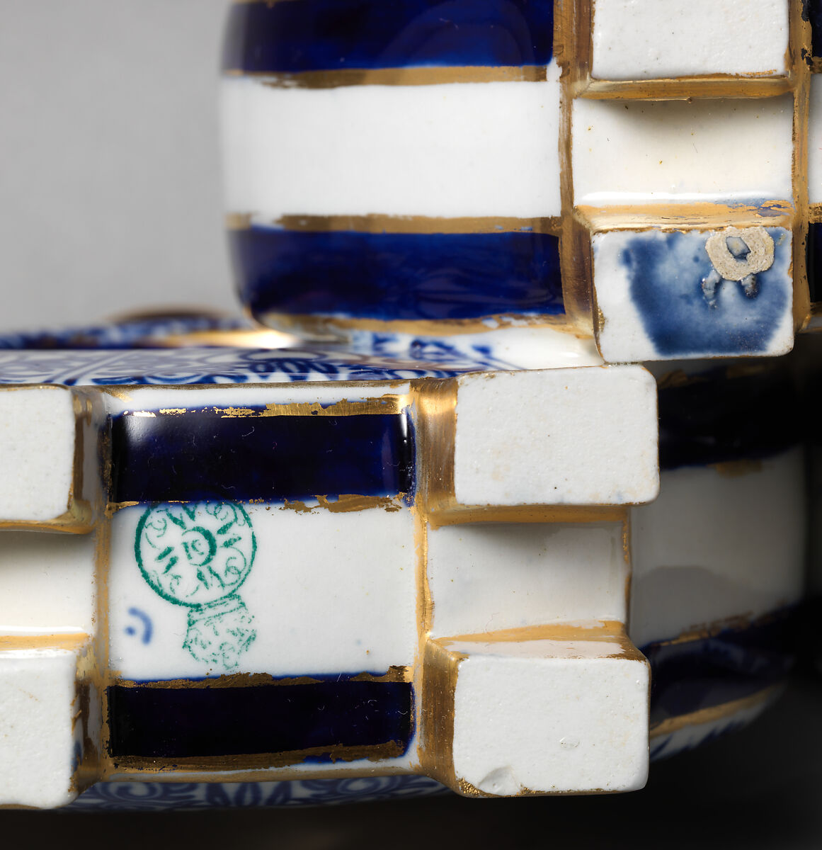 Triple moon flask with fretwork center (one of a pair), Worcester factory (British, 1751–2008), Bone china, British, Worcester