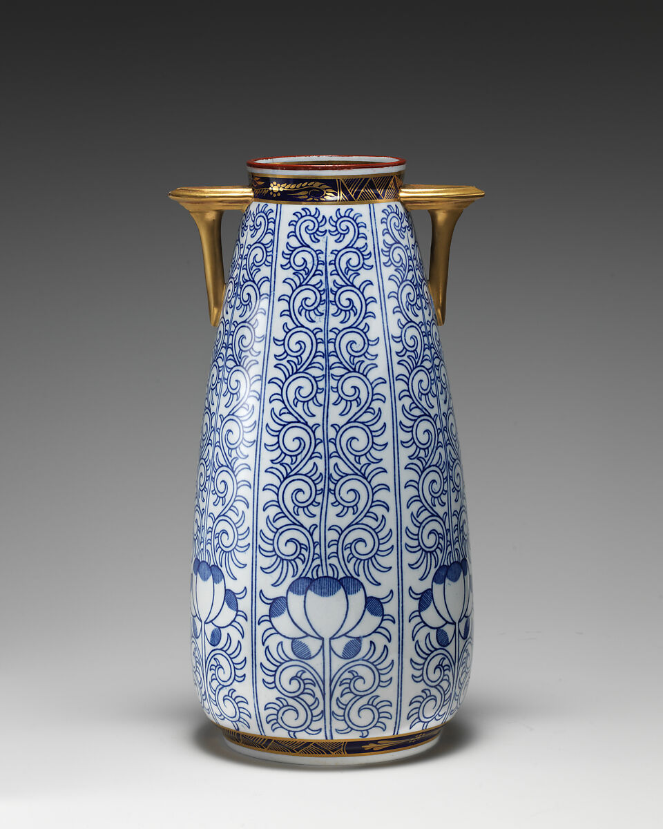 Vase with "lily pattern" (one of a pair), Worcester factory (British, 1751–2008), Bone china, British, Worcester 
