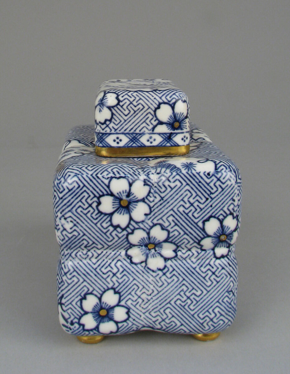 Tea caddy in the form of a tea bundle, Minton(s) (British, Stoke-on-Trent, 1793–present), Bone china, British, Stoke-on-Trent, Staffordshire