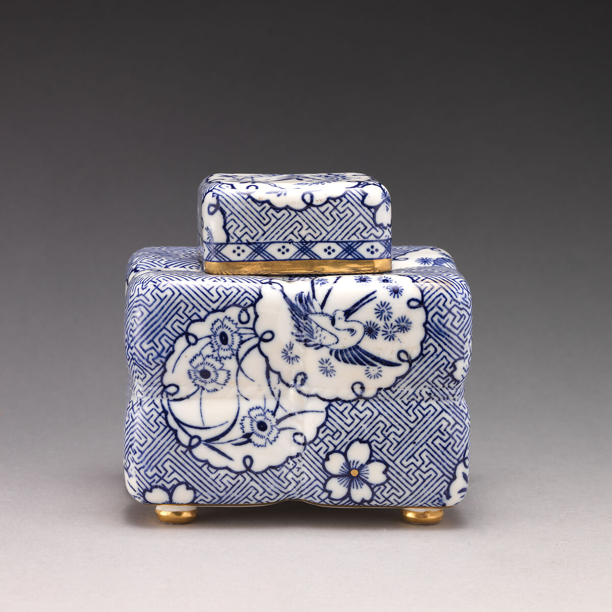 Tea caddy in the form of a tea bundle, Minton(s) (British, Stoke-on-Trent, 1793–present), Bone china, British, Stoke-on-Trent, Staffordshire 