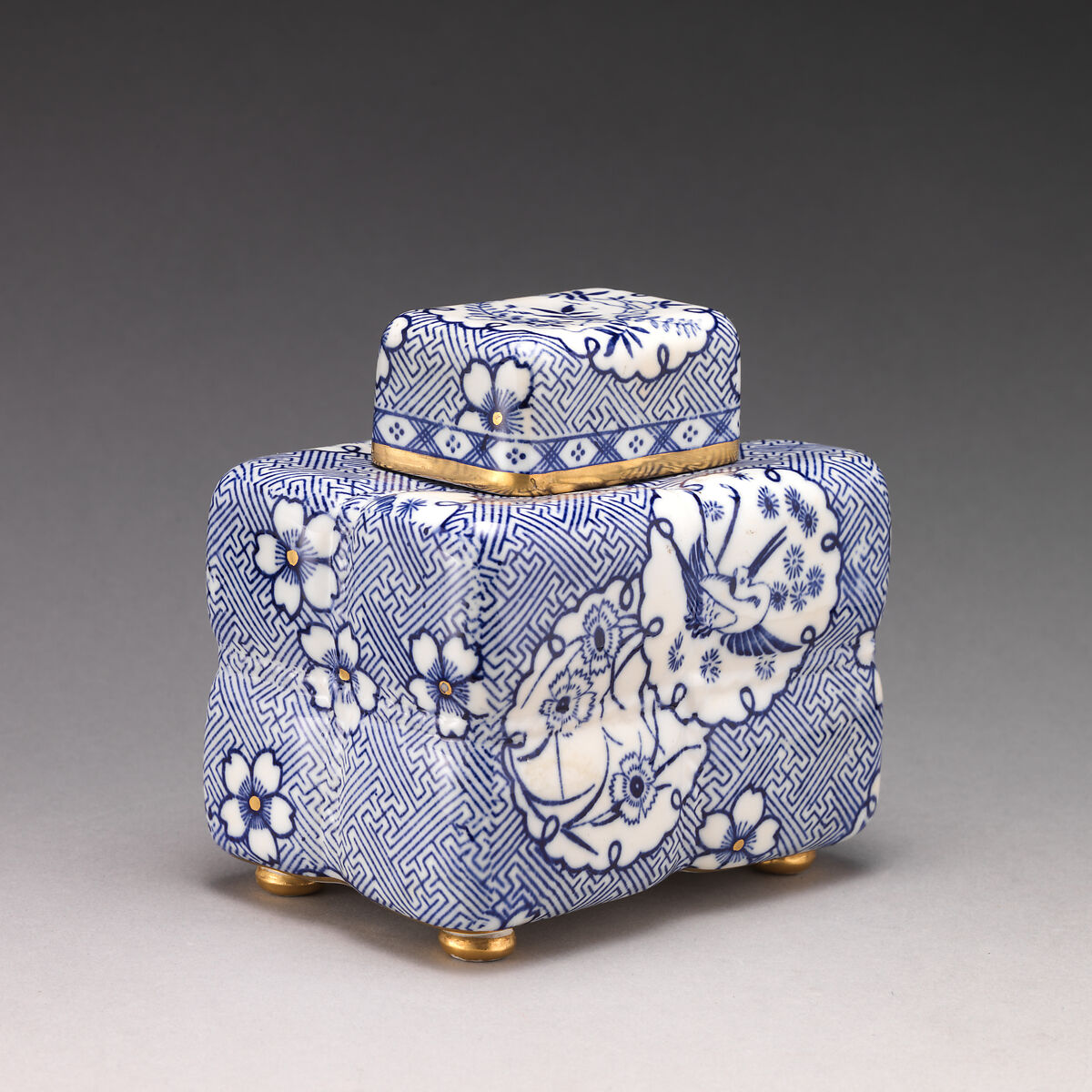 Tea caddy in the form of a tea bundle, Minton(s) (British, Stoke-on-Trent, 1793–present), Bone china, British, Stoke-on-Trent, Staffordshire