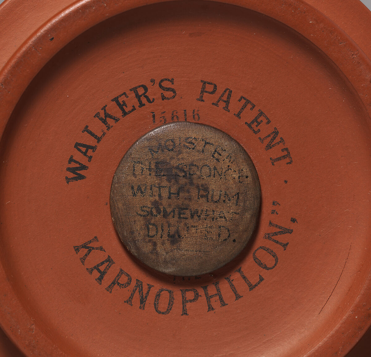 Walker's Patent Kapnophilon tobacco jar and cover, F. R. Pratt &amp; Co., Porcelain, British