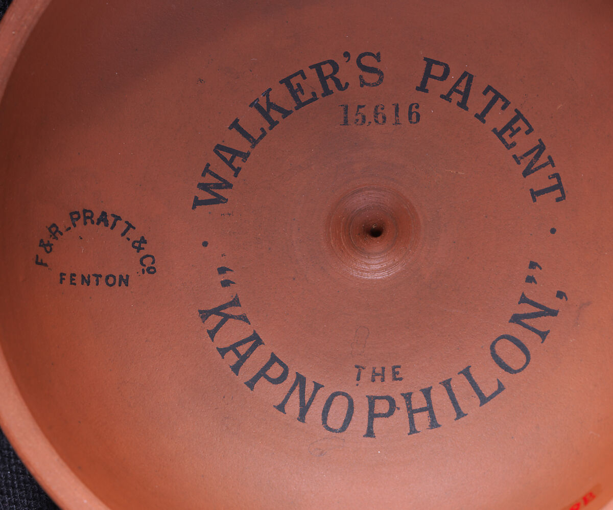 Walker's Patent Kapnophilon tobacco jar and cover, F. R. Pratt &amp; Co., Porcelain, British