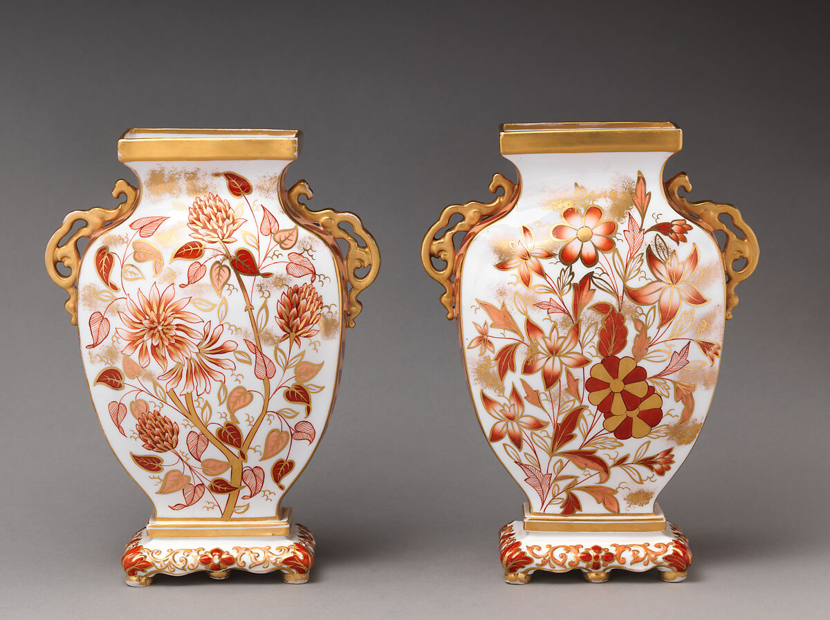 Vase (one of a pair), Copeland (British, 1833–1970), Bone china with enamel decoration and gilding, British, Stoke-on-Trent