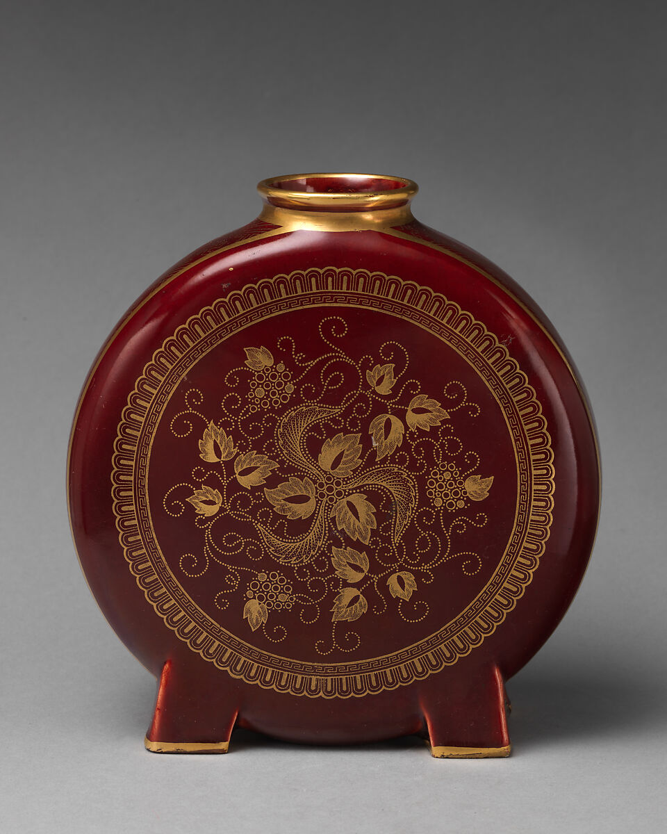 Moon flask, Minton(s) (British, Stoke-on-Trent, 1793–present), Earthenware, British, Stoke-on-Trent, Staffordshire 