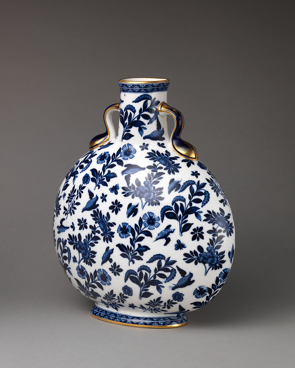 Moon flask, Minton(s) (British, Stoke-on-Trent, 1793–present), Bone china with enamel decoration and gilding, British, Stoke-on-Trent, Staffordshire