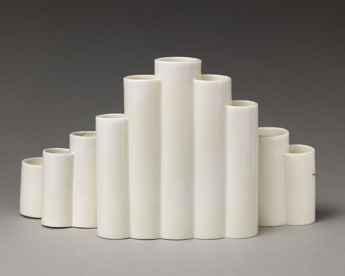 Bamboo vase with flowering cherry blossoms, Worcester factory (British, 1751–2008), Bone china "ivory porcelain" with gilding, British, Worcester