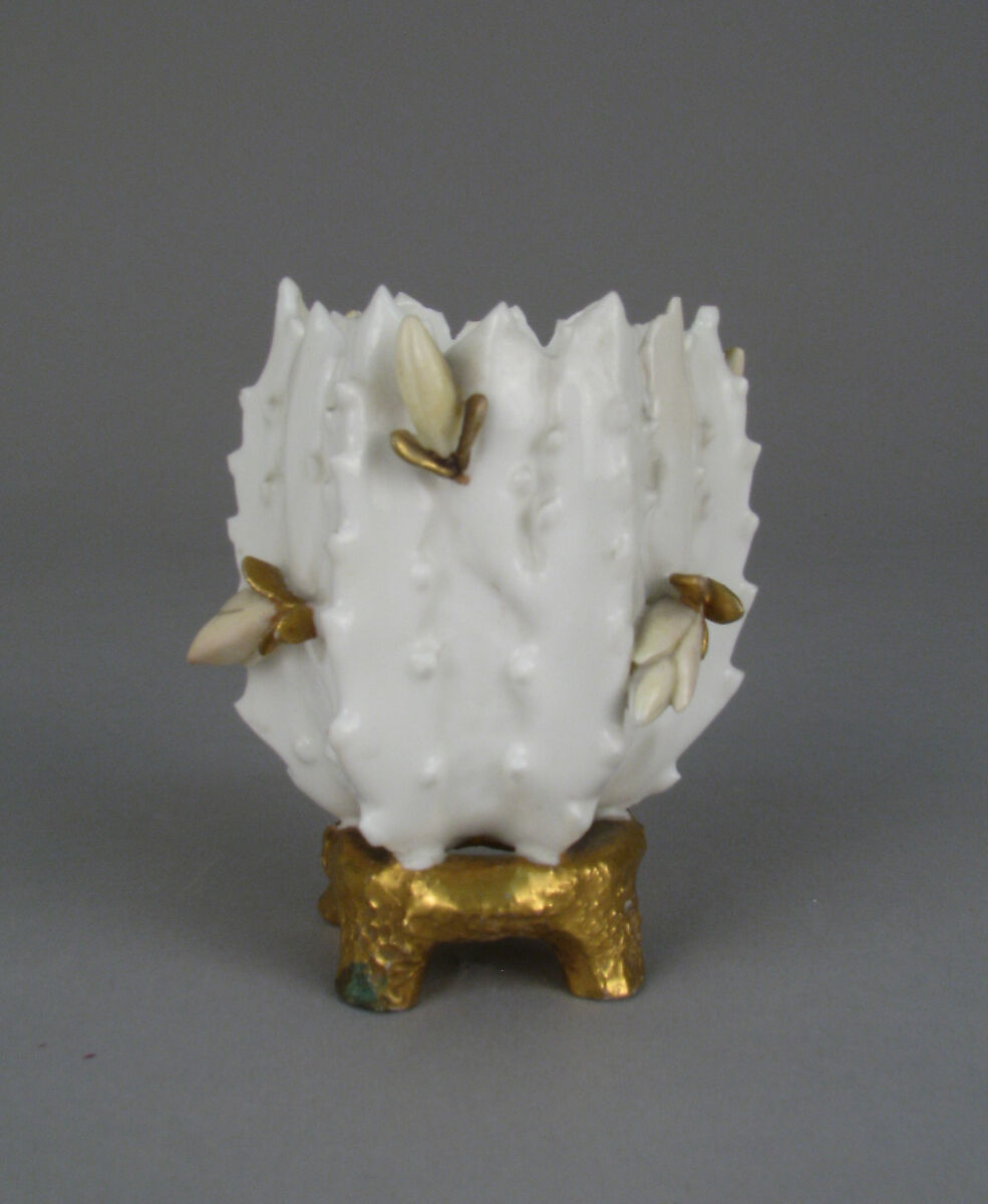 Miniature vase in form of a cactus flower, Moore Brothers (British, 1870–1905), Bone china with enamel decoration and gilding, British, Longton