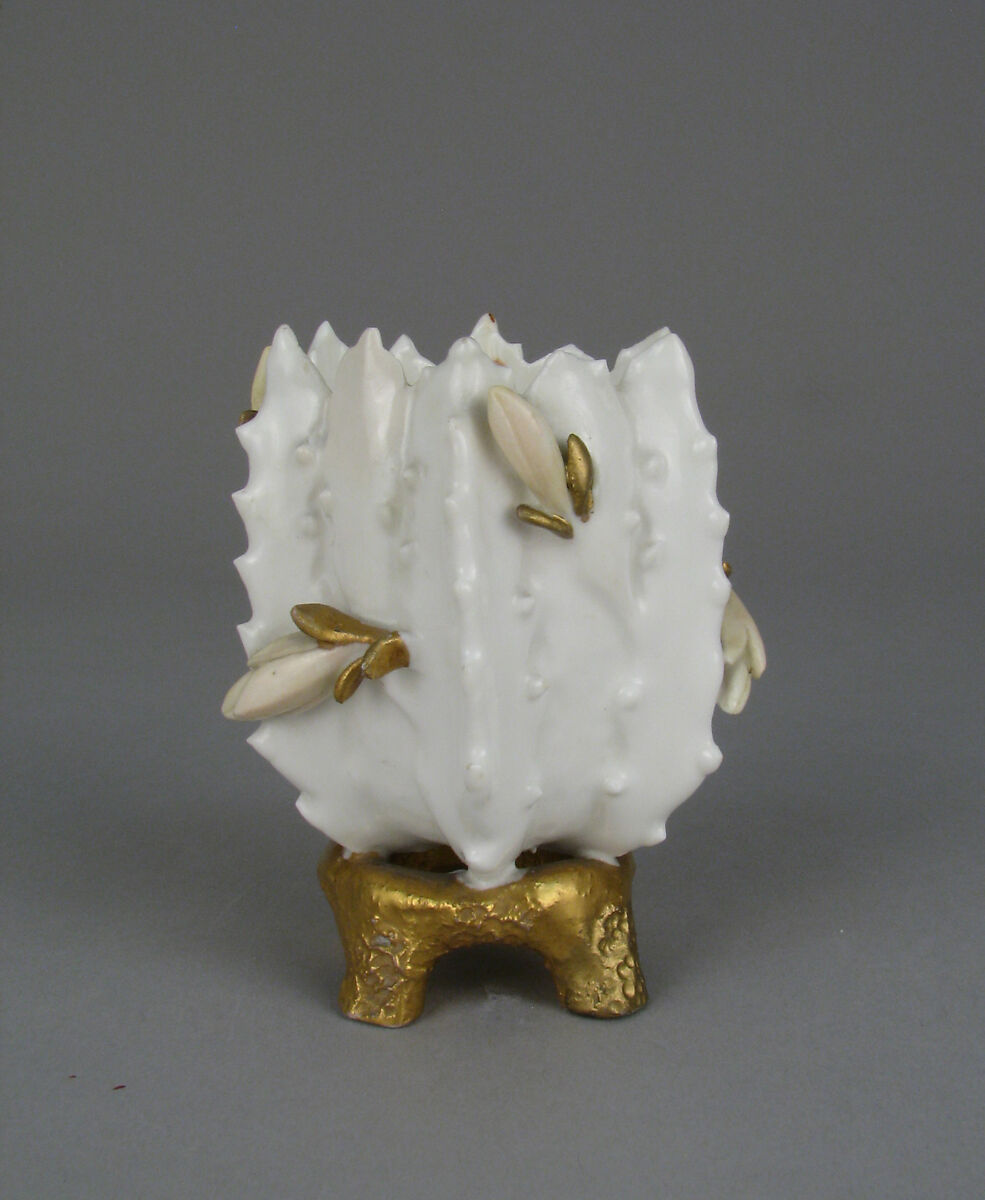 Miniature vase in form of a cactus flower, Moore Brothers (British, 1870–1905), Bone china with enamel decoration and gilding, British, Longton
