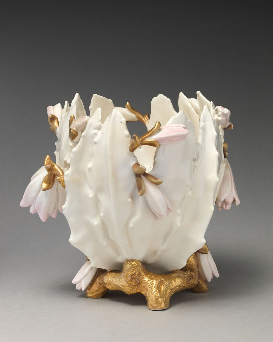 Cactus flower vase, Moore Brothers (British, 1870–1905), Bone china with enamel decoration and gilding, British, Longton