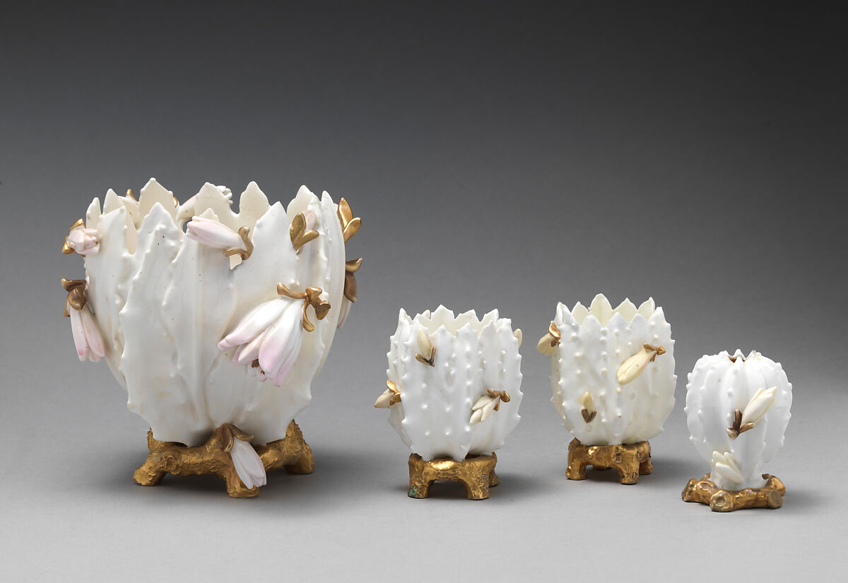 Cactus flower vase, Moore Brothers (British, 1870–1905), Bone china with enamel decoration and gilding, British, Longton