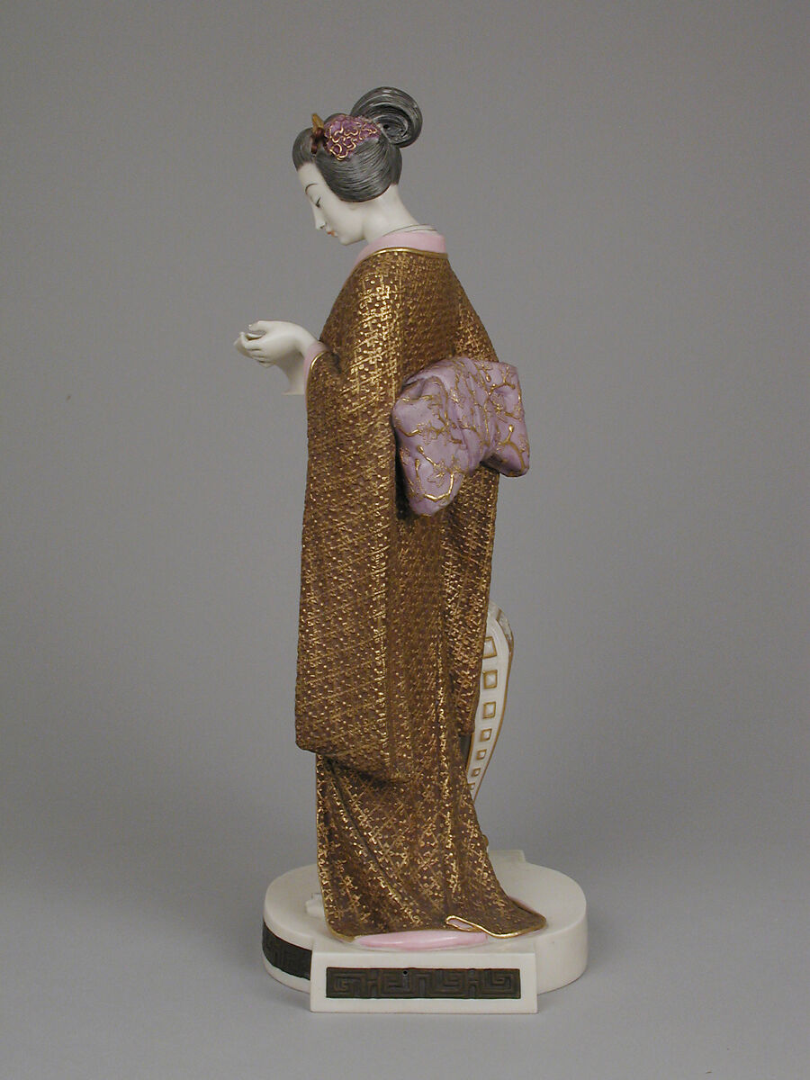 Figure of Japanese woman, James Hadley (British, 1837–1903), Bone china ("ivory porcelain") with enamel decoration and gilding, British, Worcester