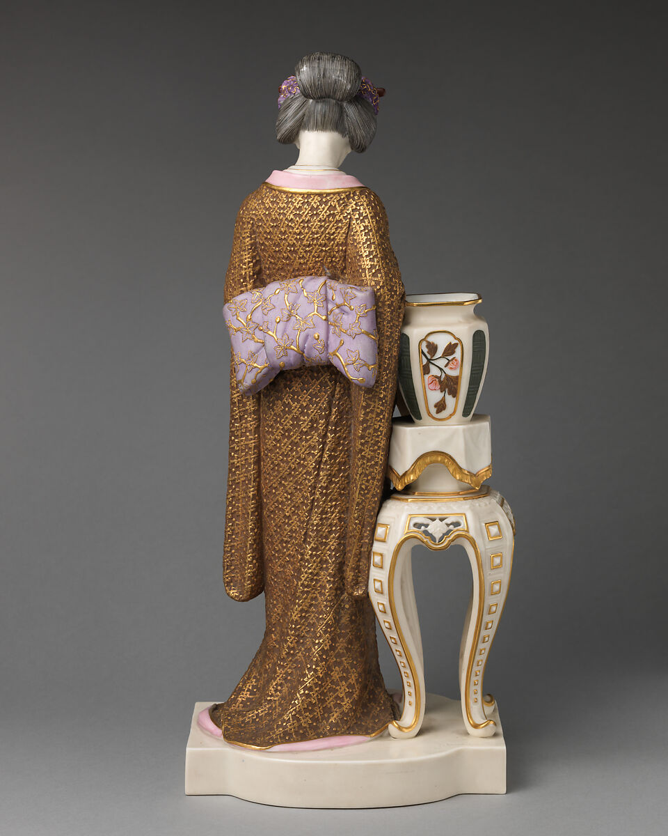 Figure of Japanese woman, James Hadley (British, 1837–1903), Bone china ("ivory porcelain") with enamel decoration and gilding, British, Worcester