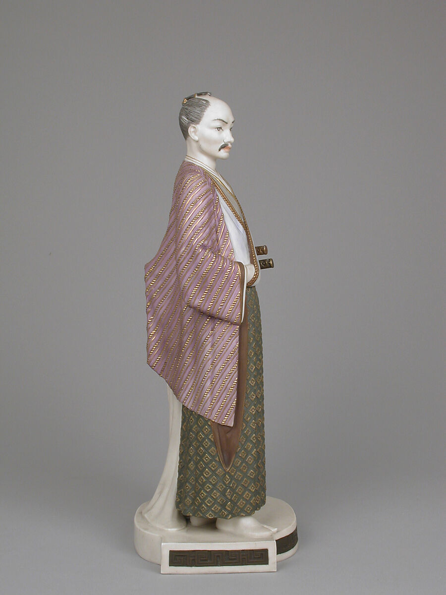 Figure of Japanese man, Worcester factory (British, 1751–2008), Bone china "ivory porcelain" with enamel decoration and gilding, British, Worcester