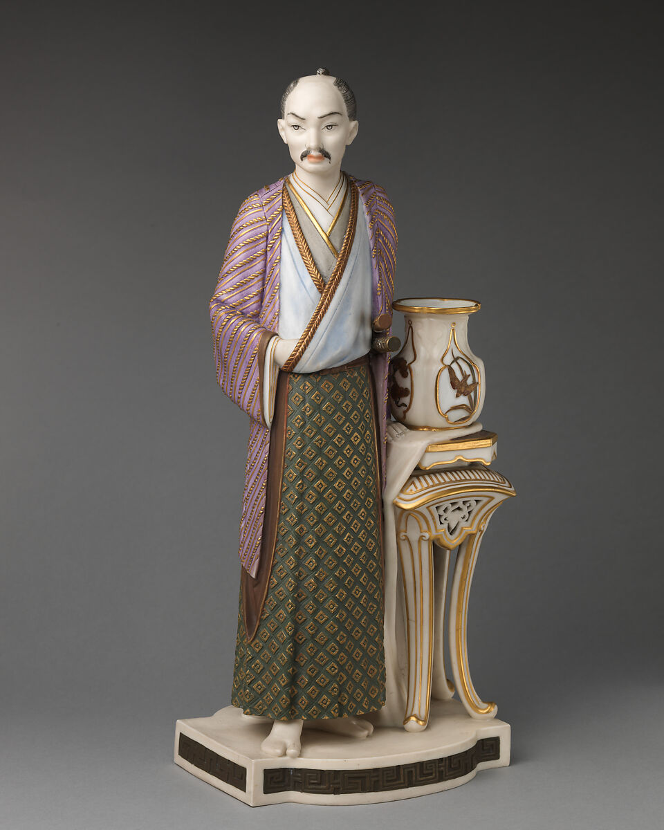 Figure of Japanese man, Worcester factory (British, 1751–2008), Bone china "ivory porcelain" with enamel decoration and gilding, British, Worcester 