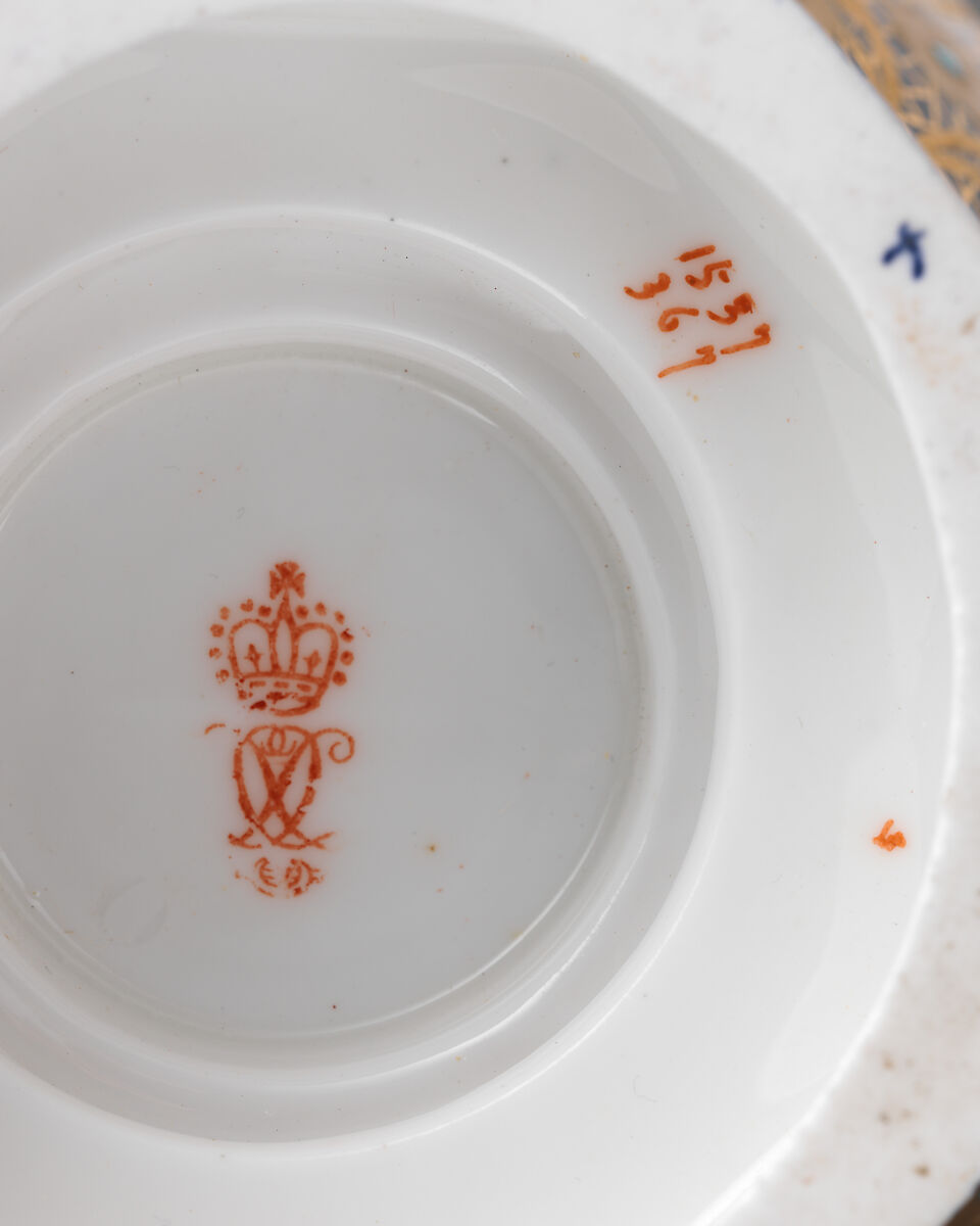 Vase with hexagonal foot (one of a pair), Crown Derby (British, 1750–present), Bone china with enamel decoration and gilding, British, Derby