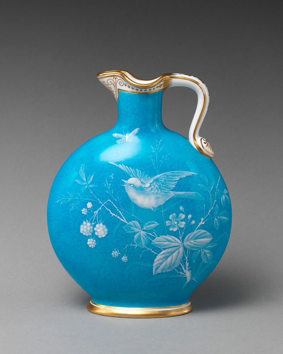 Ewer with bird and berry motif, Minton(s) (British, Stoke-on-Trent, 1793–present), Bone china, British, Stoke-on-Trent, Staffordshire 